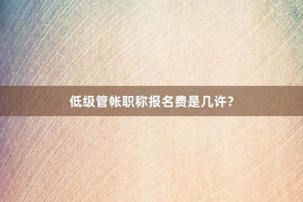低级管帐职称报名费是几许？
